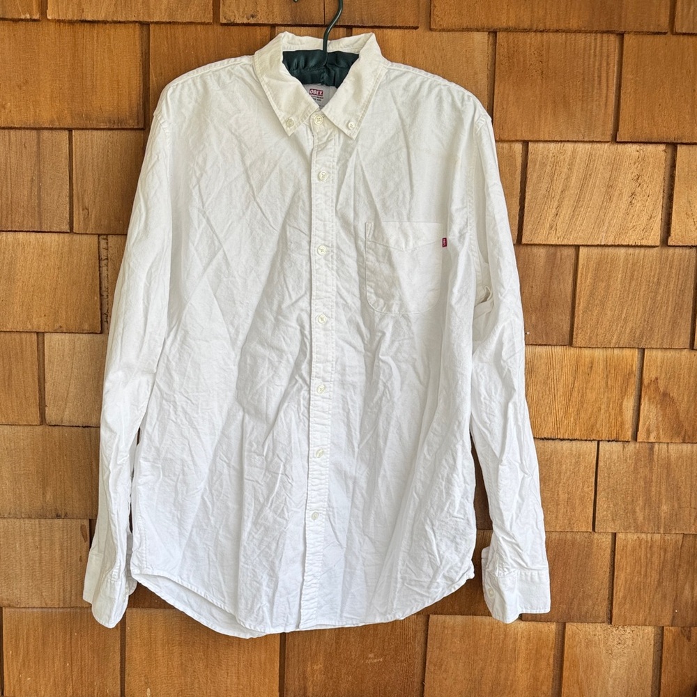 Obey Crisp White Casual Button Down Shirt
